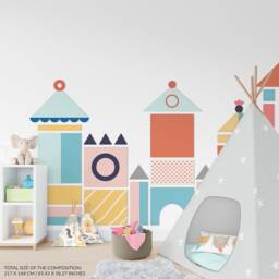 Big City Houses, Large Buildings, Nursery Interior Decor, Kids Puzzle, Gift For Kids, 3D Wall Art, Playroom - Skuctpc - thumbnail 3