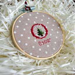 Personalized Christmas Cross Stitch Ornaments, Custom Embroidery Letter With Name - thumbnail 2