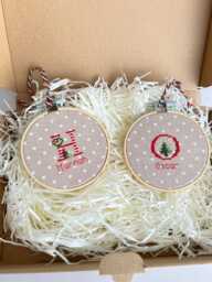 Personalized Christmas Cross Stitch Ornaments, Custom Embroidery Letter With Name - thumbnail 1