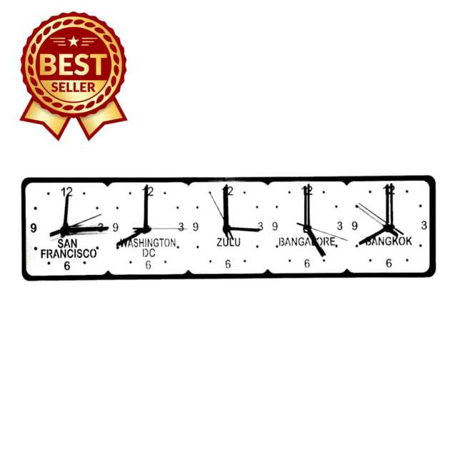 Personalized Five Time Zone Clock Black & White Gloss Finish - image 1