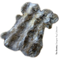 Gray & Off White Faux Fur Area Rug - Pelt Shape, Handmade Usa - thumbnail 2