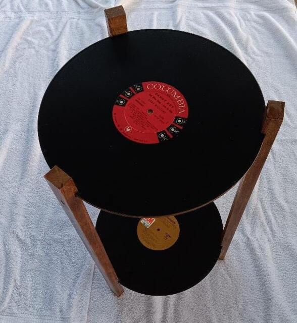 Record Table, Two Shelf Lp Retro Side Plant Stand - image 1
