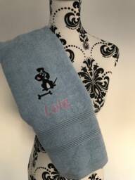 Dog & Bone Towel - Personalised Face Cloth/Hand Bath Embroidered Dog & Text - thumbnail 1