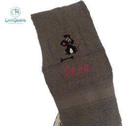 Dog & Bone Towel - Personalised Face Cloth/Hand Bath Embroidered Dog & Text - thumbnail 2