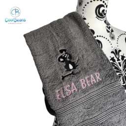 Dog & Bone Towel - Personalised Face Cloth/Hand Bath Embroidered Dog & Text - thumbnail 4