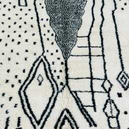 Adorable White & Black Modern Moroccan Rug From Azilal Rug - thumbnail 4