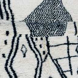 Adorable White & Black Modern Moroccan Rug From Azilal Rug - thumbnail 3