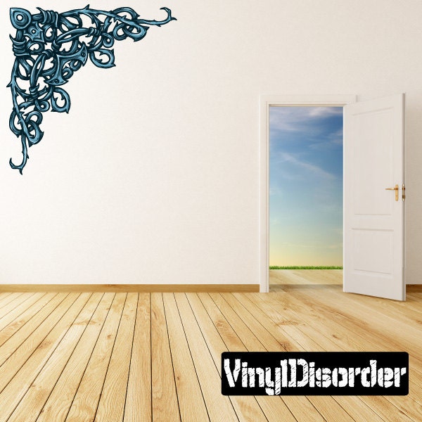 Floral Frame Wall Decal - Fabric Vinyl Removable & Reusable Floralframeuscolor043Et