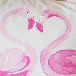 Pink Flamingo Large Cushion Cover Laura Ashley Bird Pillow, Piped in Painterly Stripe - thumbnail 2
