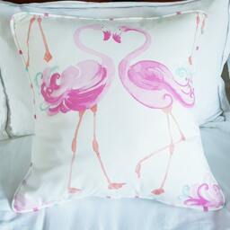 Pink Flamingo Large Cushion Cover Laura Ashley Bird Pillow, Piped in Painterly Stripe - thumbnail 4