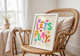 Lets Play Colourful Playroom Art - Quirky Print, Bright Nursery Fun Corner Print - thumbnail 1