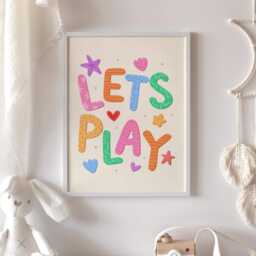 Lets Play Colourful Playroom Art - Quirky Print, Bright Nursery Fun Corner Print - thumbnail 3
