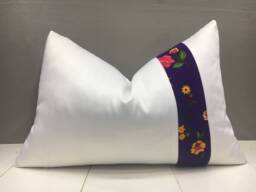 Floral Ikat Pillow Cover, Handwoven Silk Accent - 16x24