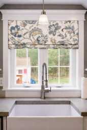 Faux Roman Shade Valance in French Blue Floral Print, 100% Cotton, Fully Lined, Custom Made Curtains, Finder's Keepers - thumbnail 1