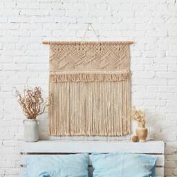 Large Woven Tapestry, Macrame Mural, Geometric Headboard, Extra Large Wall Hanging, Over Bed Hanging - thumbnail 2
