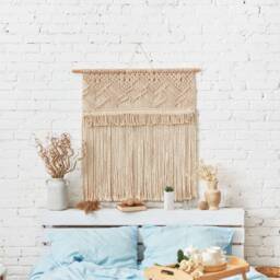 Large Woven Tapestry, Macrame Mural, Geometric Headboard, Extra Large Wall Hanging, Over Bed Hanging - thumbnail 3
