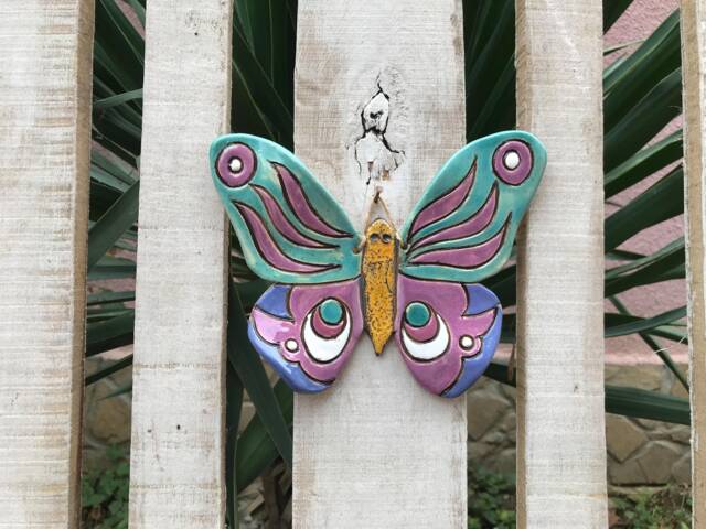 Hand-Painted Ceramic Butterfly Wall Decor, Garden Art, Gift - image 1