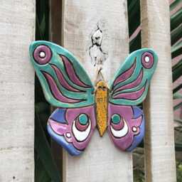 Hand-Painted Ceramic Butterfly Wall Decor, Garden Art, Gift - thumbnail 2