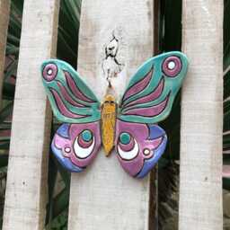 Hand-Painted Ceramic Butterfly Wall Decor, Garden Art, Gift - thumbnail 3
