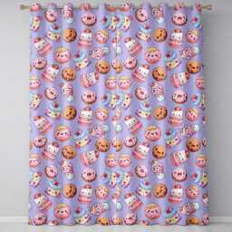 Cute Kawaii Donut Cake Dessert Lavender Background Seamless Pattern Readymade Eyelet Ring Top Thermal 100% Blackout Curtains - thumbnail 2
