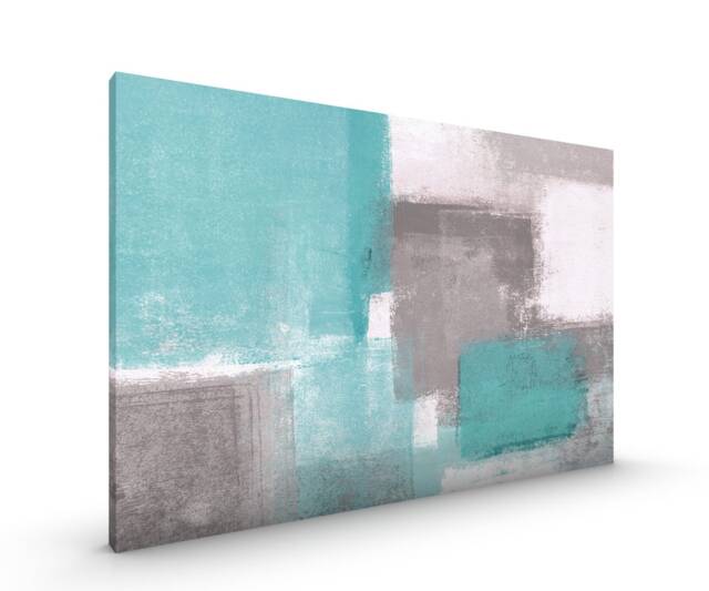 Teal Abstract Canvas Framed Glossy Premium With Metal Hanger Various Sizes - image 1