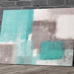 Teal Abstract Canvas Framed Glossy Premium With Metal Hanger Various Sizes - thumbnail 2