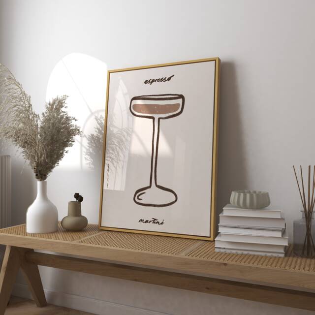 Espresso Martini Print, Retro Coffee Cocktail Illustration, Modern Kitchen Art - image 1