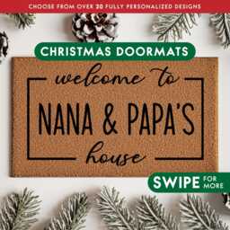 Welcome To Grandparents House, Personalized Banner Grandparent Doormat, New Gifts, Doormat Mom, Dad, Rug Christmas Gift - thumbnail 1