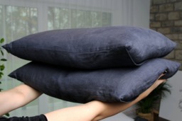 Set Of Two Linen Pillowcases With Inside Pocket in Handmade Softened Flax Fabric , Euro Sham Hauswife Pillowslip - thumbnail 1