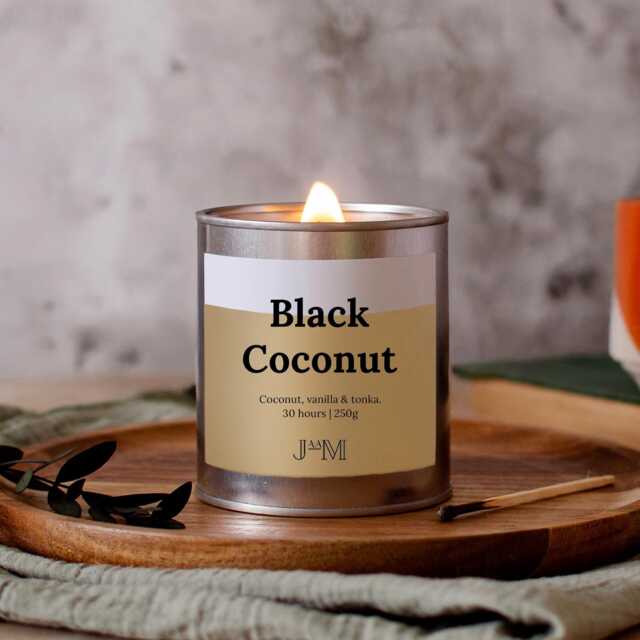 Black Coconut Crackle Wick Candle, Scented Candle Wooden - image 1