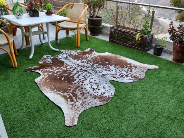 Brown & White Cowhide Rug, Genuine Cow Skin Speckled Hide Rug For Upholstery, Large Floor Area Living Room Decor - image 1
