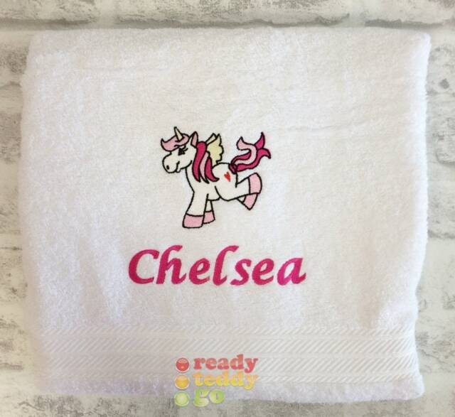 Personalised Children's Swimming/Bath Towel Sheet Unicorn Embroidered Unisex Boys Girls Kids With Any Name 500Gsm - image 1