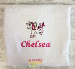 Personalised Children's Swimming/Bath Towel Sheet Unicorn Embroidered Unisex Boys Girls Kids With Any Name 500Gsm - thumbnail 1
