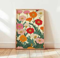 Daisy Flower Poster, Floral Pattern Print, Botanical Wall Art - thumbnail 1