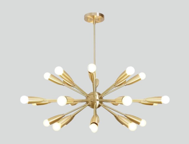 Mid Century Stilnovo Brass Sputnik Chandelier, Handmade Ceiling Light - image 1