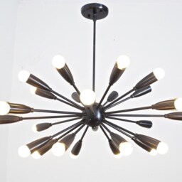 Mid Century Stilnovo Brass Sputnik Chandelier, Handmade Ceiling Light - thumbnail 3