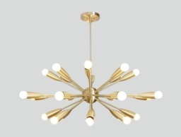 Mid Century Stilnovo Brass Sputnik Chandelier, Handmade Ceiling Light