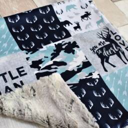 Camo Deer Lovey - Woodland Security Blanket Little Man Blue Camouflage Baby Gift - thumbnail 3
