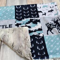 Camo Deer Lovey - Woodland Security Blanket Little Man Blue Camouflage Baby Gift - thumbnail 4