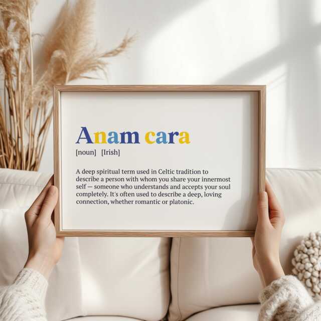 Anam Cara Print - Celtic Soulmate Quote, Irish Wall Art For Love & Friendship, Spiritual Connection Gift, Minimalist Typography Decor, Green - image 1