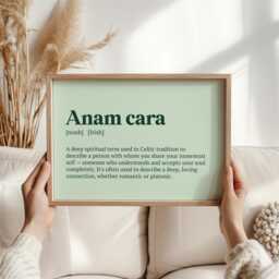 Anam Cara Print - Celtic Soulmate Quote, Irish Wall Art For Love & Friendship, Spiritual Connection Gift, Minimalist Typography Decor, Green - thumbnail 2