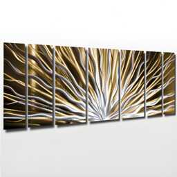 Large Metal Wall Art Gold & Neutral Abstract Sculpture By Brian M Jones - thumbnail 1