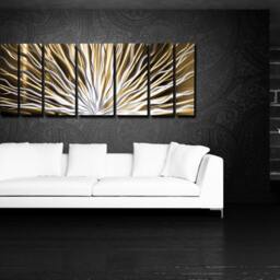 Large Metal Wall Art Gold & Neutral Abstract Sculpture By Brian M Jones - thumbnail 4