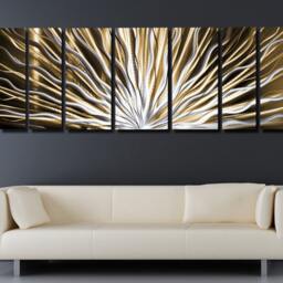 Large Metal Wall Art Gold & Neutral Abstract Sculpture By Brian M Jones - thumbnail 3