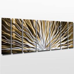Large Metal Wall Art Gold & Neutral Abstract Sculpture By Brian M Jones - thumbnail 2
