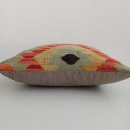 Afghan Handmade Cushion Cover, Decorative Throw Pillow Kilim Rug 16''x16''/40x40 cm - thumbnail 3