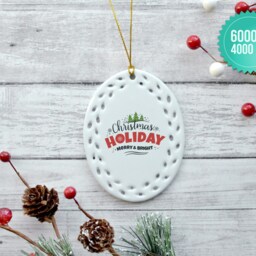 Oval Open Work Porcelain Christmas Ornament, Mockup - Add Your Own Image Template - High Quality Digital Download - thumbnail 2