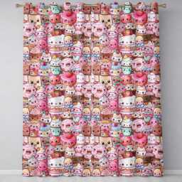 Desserts Cakes Cupcake Donuts & Sweets Light Pink Background Seamless Pattern Readymade Eyelet Ring Top Thermal 100% Blackout Curtains - thumbnail 2