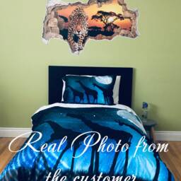 Safari Wall Decals Animal, Leopard Decals, 3D Effect Mural, Hole in The Decal, Large Cheetah Animal Decal Peel & Stick - thumbnail 2