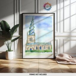 Chesterfield Poster Prints - Set Of 3 Posters - England Travel Wall Art UK Home Decor Artwork Gifts Watercolour Painting Design Print - thumbnail 3